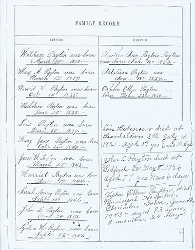 1812 births jacob payton bible nodaway museum clarinida iowa