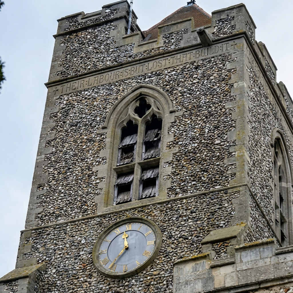 Clock tower outside of St Andrew Church Isleham Cambs England taken by Sheila Anastas