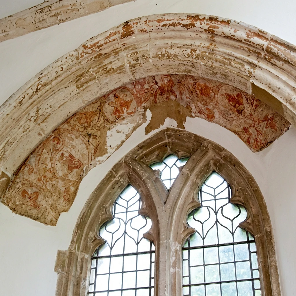 Inside ceiling view of windows at St Andrews church 1331 Isleham cambridgeshire england